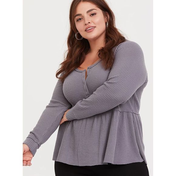 torrid Tops - NWT Torrid Brushed Raglan Henley Babydoll Top